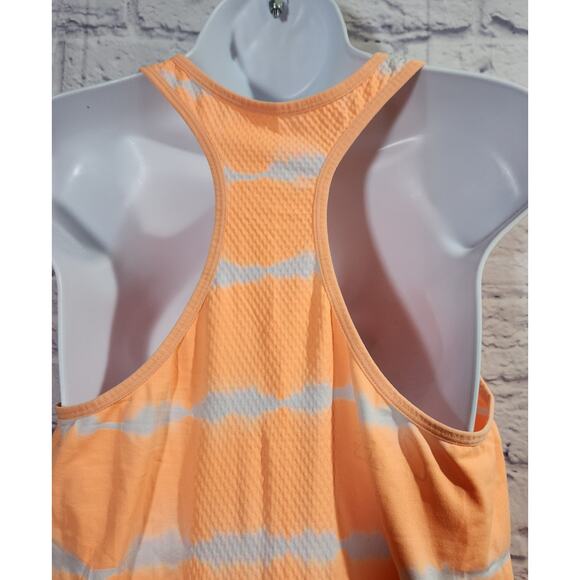 City Streets Orange White Striped Racerback Workout Tank Top XL Lightweight Soft - Picture 4 of 6